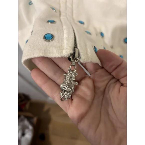 Ed Hardy by Christian Audigier White Women’s Zipped Hoodie Dress Tiger - Picture 6 of 8